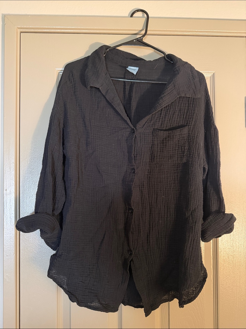 Shade & Shore Black Textured Button-Down Shirt
